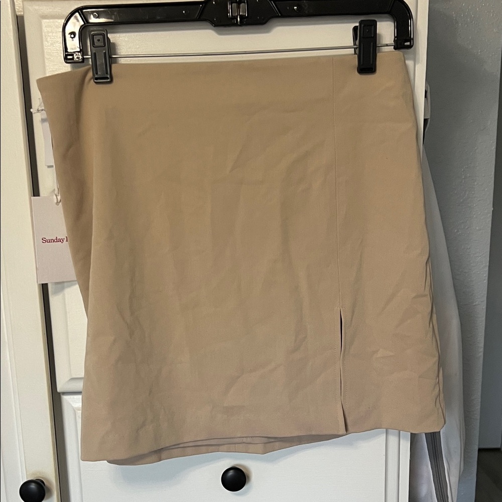 Aritzia Sunday Best Tan Mini Skirt